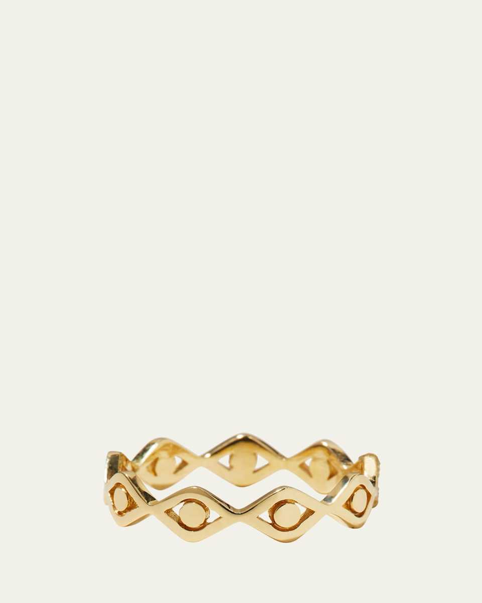 14k Yellow Gold Small Pure Evil Eye Eternity Ring, Size